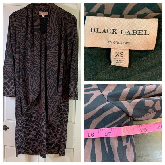 Black Label by Chico's XS Animal Print Dress Black Wedding Guest Church Mob Wife - Picture 13 of 13